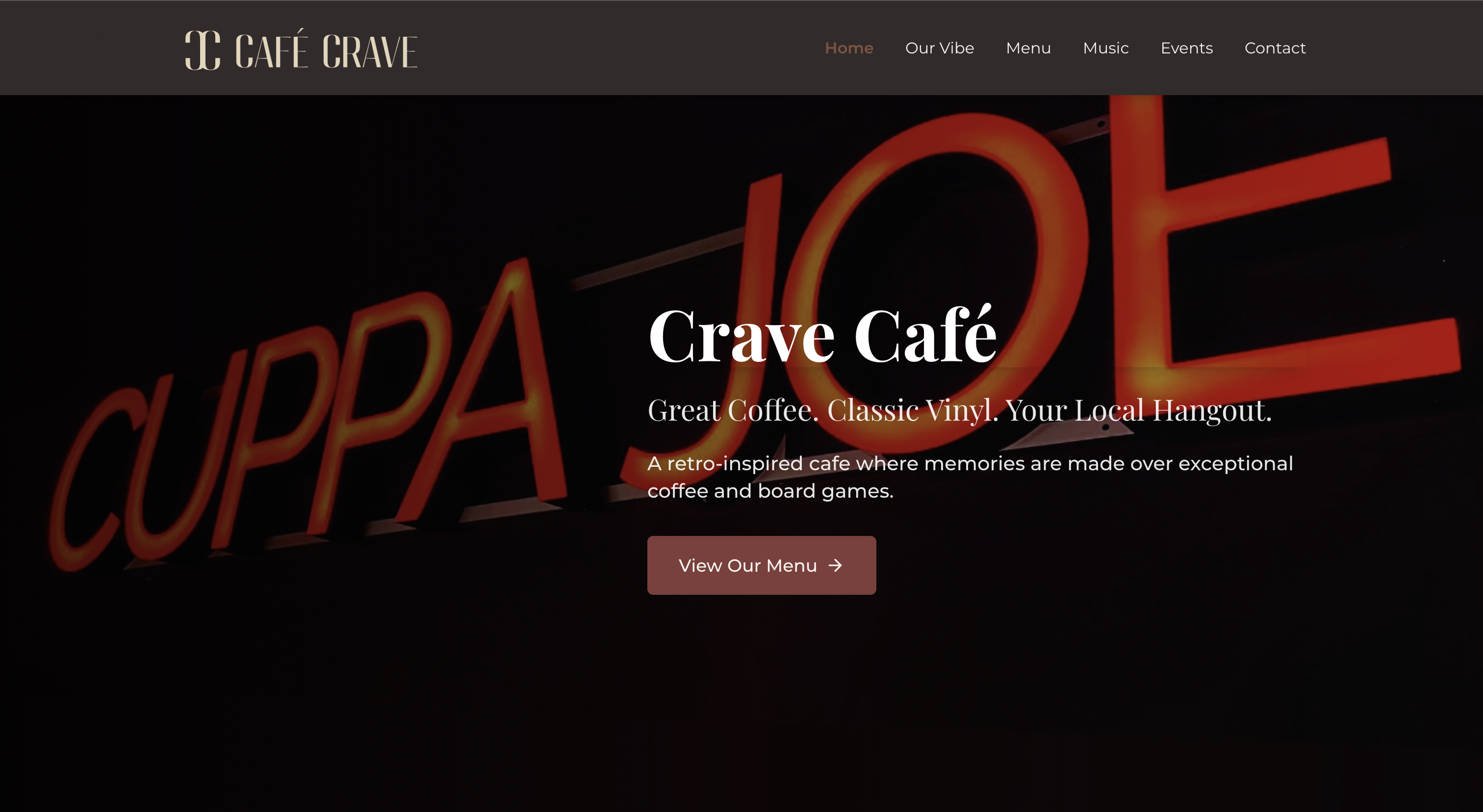 Cafe Crave Website - Professional web development project showcase by LP Web Studio